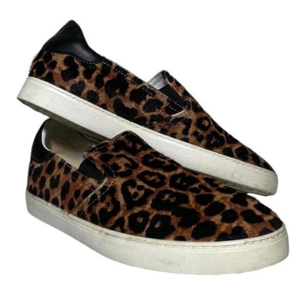 Stuart Weitzman Leopard Print Calf Hair Daryl Slip-on Sneaker Shoe Size 8.5